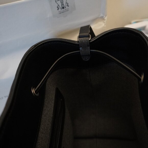 Brunello Cucinelli Duo Bucket Bag Gray Virgin Wool Monili New Tag $2,700 - Picture 12 of 15